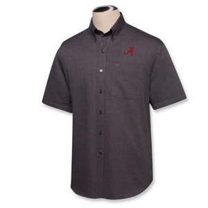 Alabama Crimson Tide Men's SS Nailshead Woven Shirt - Black
